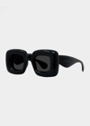 Loewe Inflated Oversized Square-frame Acetate Sunglasses In Shiny Black Smoke