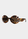 Loewe Anagram Oval Acetate Sunglasses In Brown