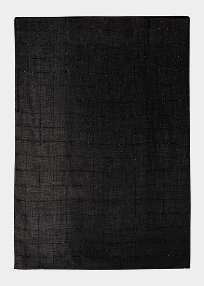 Akris Sequin-embellished Grid Cashmere Scarf In Black