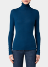 Akris Seamless Turtleneck Wool-silk Sweater In Petrol