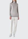 Loro Piana Featherweight Cashmere Turtleneck Sweater In Grey Birch
