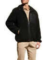 Moose Knuckles Shearling Zip-up Fleece Jacket In Black