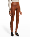 Sprwmn High-waist Leather Ankle Leggings In Dark Cognac