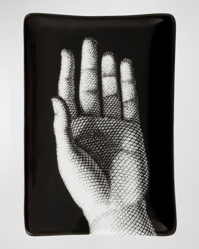 Fornasetti Mano Hand-motif Porcelain Ashtray In White/black