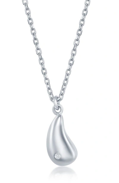 Simona Sterling Silver Diamond Teardrop Necklace