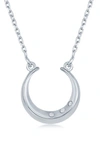 Simona Sterling Silver Diamond Horseshoe Necklace In Silver