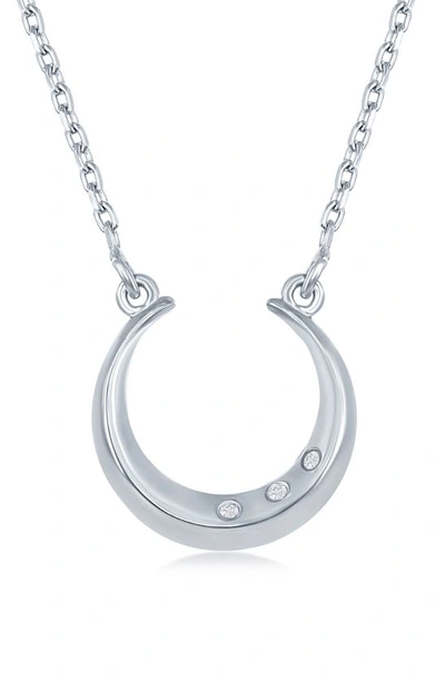 Simona Sterling Silver Diamond Horseshoe Necklace