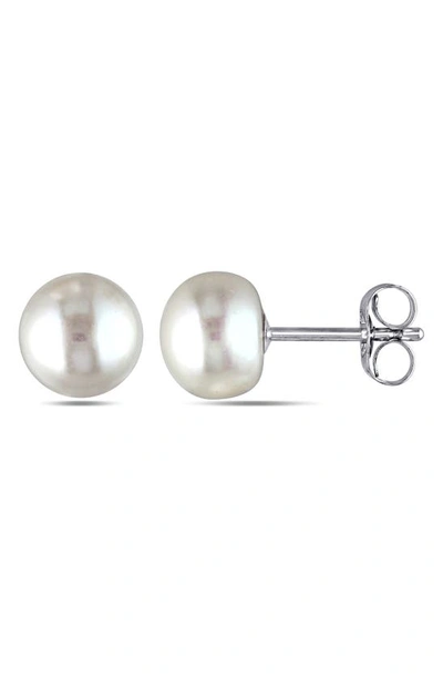 Delmar 14k White Gold 6-7mm White Cultured Freshwater Pearl Stud Earrings