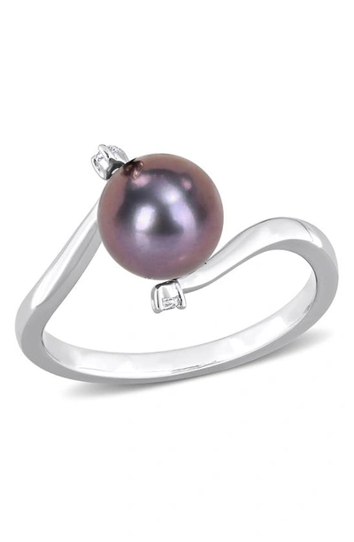 Delmar Black Pearl & White Topaz Ring