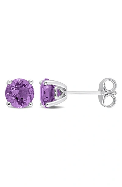 Delmar Sterling Silver Amethyst Stud Earrings In Purple