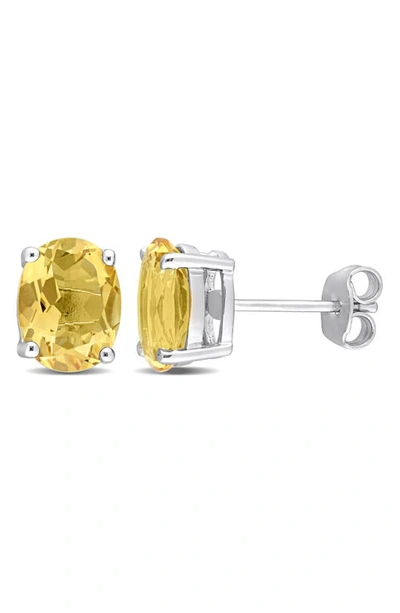 Delmar Oval Citrine Stud Earrings In Yellow
