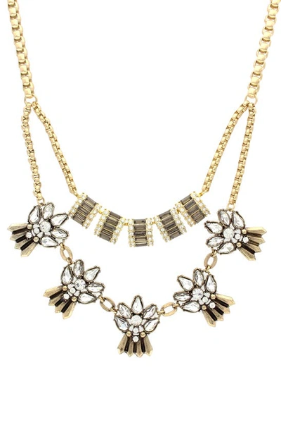 Olivia Welles Isabella Layer Necklace In Burnished Gold / Clear