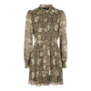 Paige Vittoria Pimpernel Print Long Sleeve Silk Georgette Minidress In Brown
