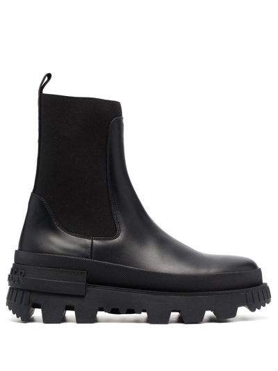Moncler Neue Leather Chelsea Boots In Black