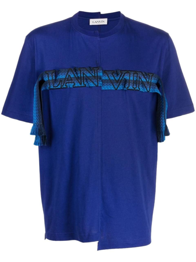Lanvin Cornflower Blue Asymmetrical Cotton T-shirt In Major Elle Blue