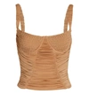 Dion Lee Doric Shirred Gathered Stretch-jersey Bustier Top In Beige