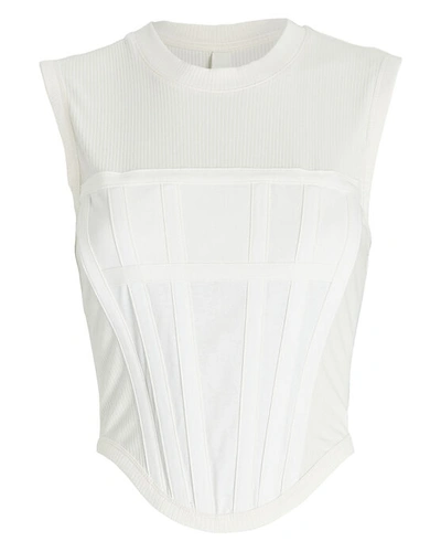 Dion Lee Paneled Ribbed Cotton-jersey Tank In Ivory