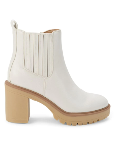 Dolce Vita Women's Jamilla Block Heel Leather Chelsea Boots In Off White