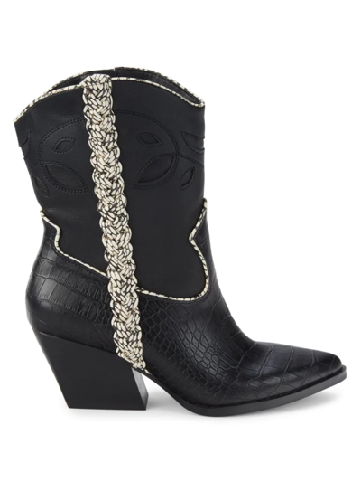 Dolce Vita Women's Lori Croc-embossed & Cutout Leather Boots In Black Steel