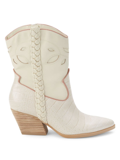 Dolce Vita Women's Lori Croc-embossed & Cutout Leather Boots In Ivory