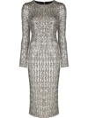 DOLCE & GABBANA SEQUINNED LONG-SLEEVE MIDI DRESS