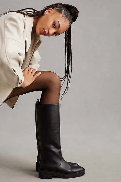 Loeffler Randall Tall Leather Pull-on Boots In Grey
