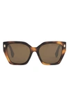 Fendi Polarized Square Sunglasses, 54mm In Havana/brown Polarized