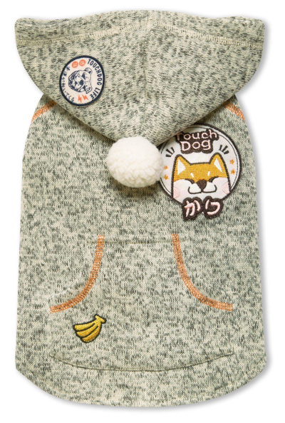 Touchdog Hippie Embellished Sleeveless Pompom Hooded Fashion Dog Sweater In Green