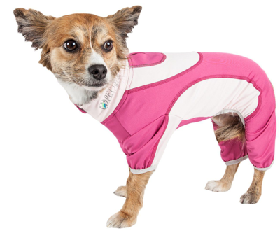 Pet Life Active 'warm-pup' Stretchy And Quick-drying Fitness Dog Yoga Warm-up Tracksuit In Pink