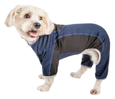 Pet Life Active 'warm-pup' Stretchy And Quick-drying Fitness Dog Yoga Warm-up Tracksuit In Blue
