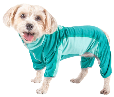 Pet Life Active 'warm-pup' Stretchy And Quick-drying Fitness Dog Yoga Warm-up Tracksuit In Green