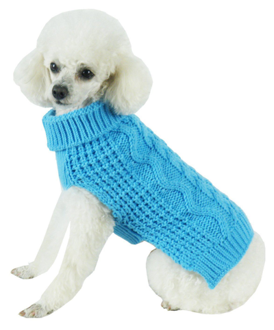 Pet Life 'swivel-swirl' Heavy Cable Knitted Fashion Designer Dog Sweater In Blue