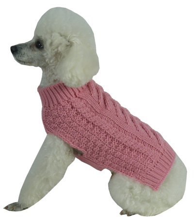 Pet Life 'swivel-swirl' Heavy Cable Knitted Fashion Designer Dog Sweater In Pink