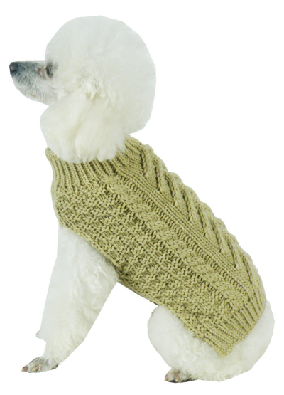 Pet Life 'swivel-swirl' Heavy Cable Knitted Fashion Designer Dog Sweater In Brown