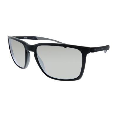 Hugo Boss Boss 1114/s O6w 57mm Unisex Rectangle Sunglasses In Black