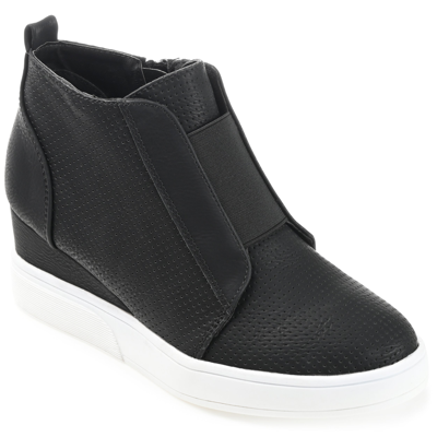 Journee Collection Collection Women's Wide Width Clara Sneaker Wedge In Black