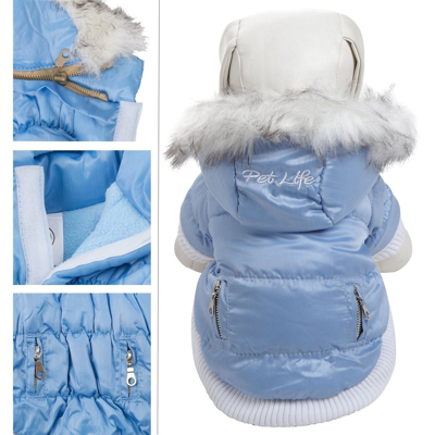 Pet Life Classic Metallic Fashion 3m Insulated Dog Coat Parka  W/ Removable Hood In Blue
