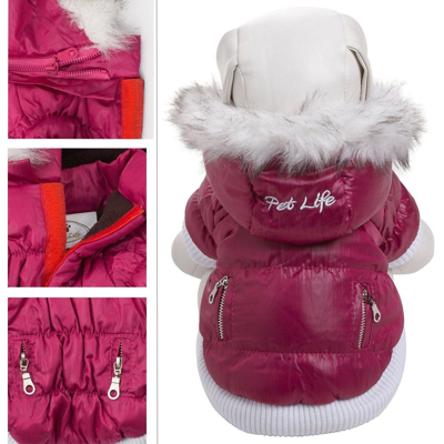Pet Life Classic Metallic Fashion 3m Insulated Dog Coat Parka  W/ Removable Hood In Pink