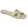 Journee Collection Taleesa Womens Faux Leather Padded Insole Slide Sandals In Green