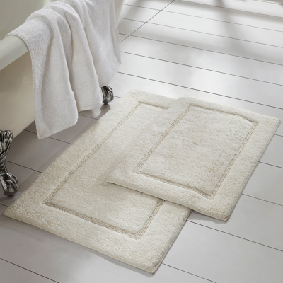 Modern Threads 2-pack Solid Loop With Non-slip Backing Bath Mat Set In White