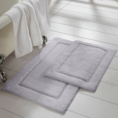 Modern Threads 2-pack Solid Loop With Non-slip Backing Bath Mat Set In Silver