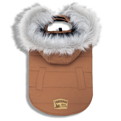 Touchdog 'eskimo-swag' Duck-down Insulated Winter Dog Coat Parka In Brown