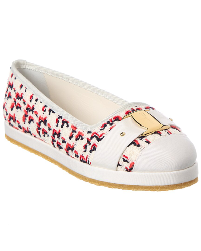 Ferragamo Kacy Woven Espadrilles In White