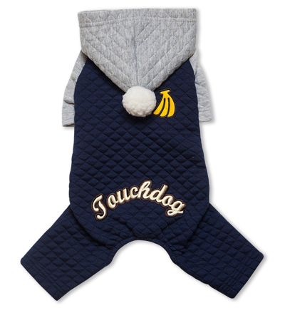 Touchdog Designer Quilted Full-body Hooded Dog Sweater In Blue