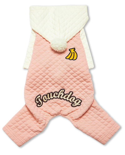 Touchdog Designer Quilted Full-body Hooded Dog Sweater In Pink