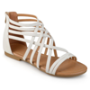Journee Collection Hanni Womens Faux Leather Woven Gladiator Sandals In White