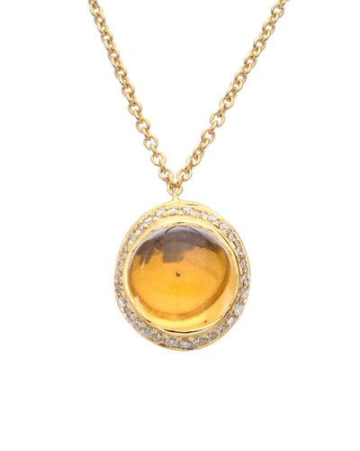 Marco Bicego Pianeti 18k 0.23 Ct. Tw. Diamond & Citrine Quartz Necklace In Orange