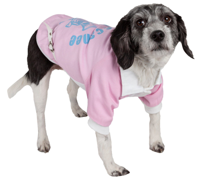 Pet Life 'varsity-barkcity' Buckled Collared Dog Coat Jacket In Pink