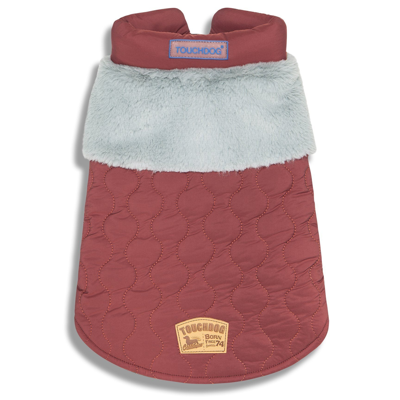 Touchdog 'furrost-bite' Fur And Fleece Designer Fashion Dog Jacket In Red