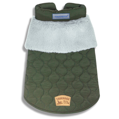 Touchdog 'furrost-bite' Fur And Fleece Designer Fashion Dog Jacket In Green